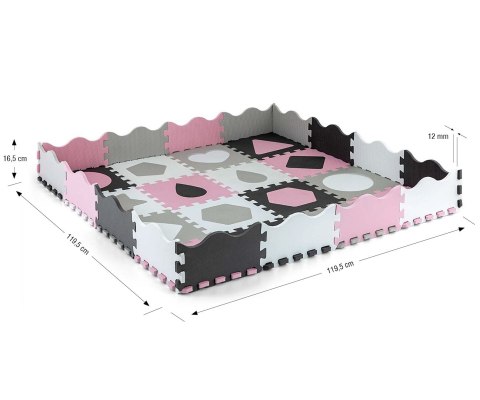 Mata piankowa puzzle Jolly 4x4 Shapes - Pink Grey
