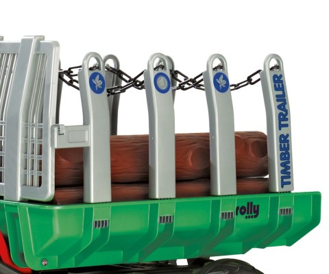 Rolly Toys 122158 Przyczepa Rolly-Timber Zielona do przewozu drzew, 2-osie