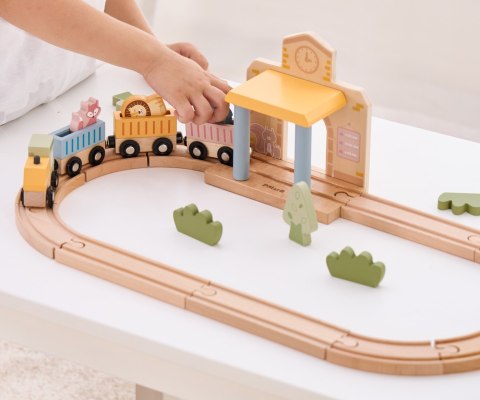 Viga 44257N PolarB Drewniana kolejka z torami i stacją