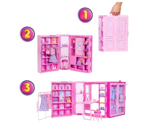 Mattel HXD58 Lalka Modowa Barbie Różowa Z Szafą