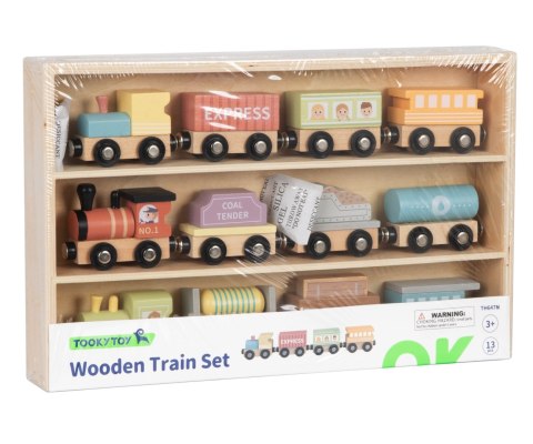 Tooky Toy TH647N Zestaw małej kolei drewnianej