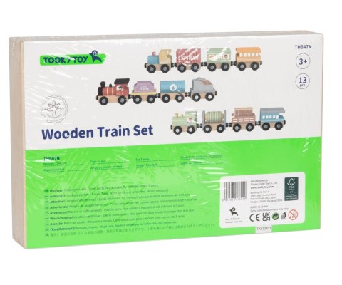 Tooky Toy TH647N Zestaw małej kolei drewnianej