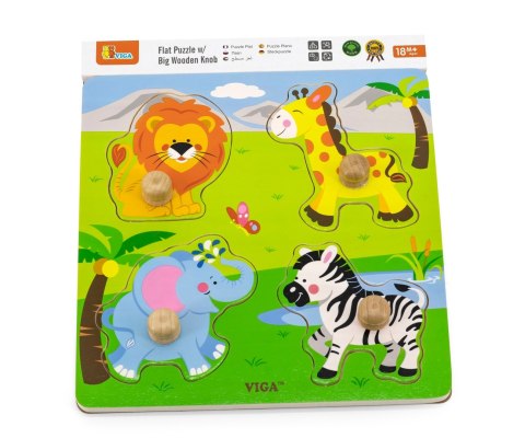 Viga 50840 Drewniane puzzle z uchwytami - zwierzęta Afryki