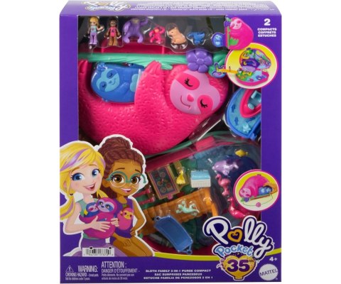Mattel HRD40 Polly Pocket Kompaktowa Torebka Rodzina Leniwców